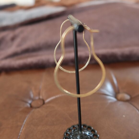 $695 Melissa Joy Manning 14K yellow gold 1 3/4" dangle hoop earrings MJM light! - Picture 8 of 15